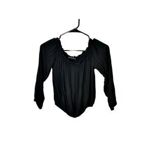 Brandy Melville Black Boho Ruffle Peasant Top XS